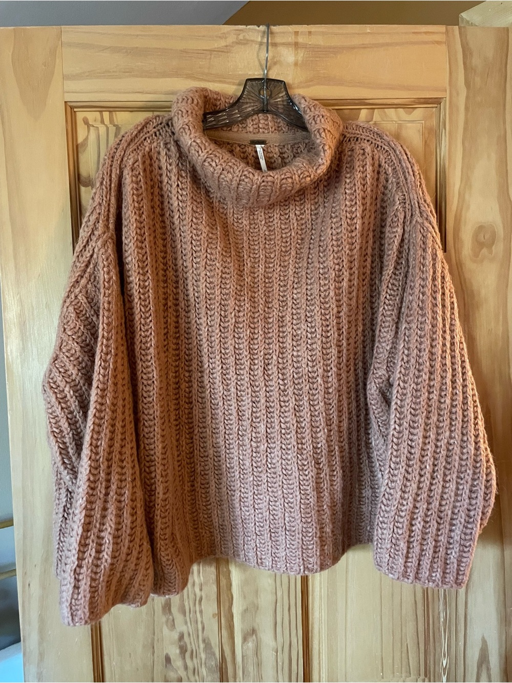 Free People Chunky Ribbed Cowl Neck Sweater - Dusty Rose